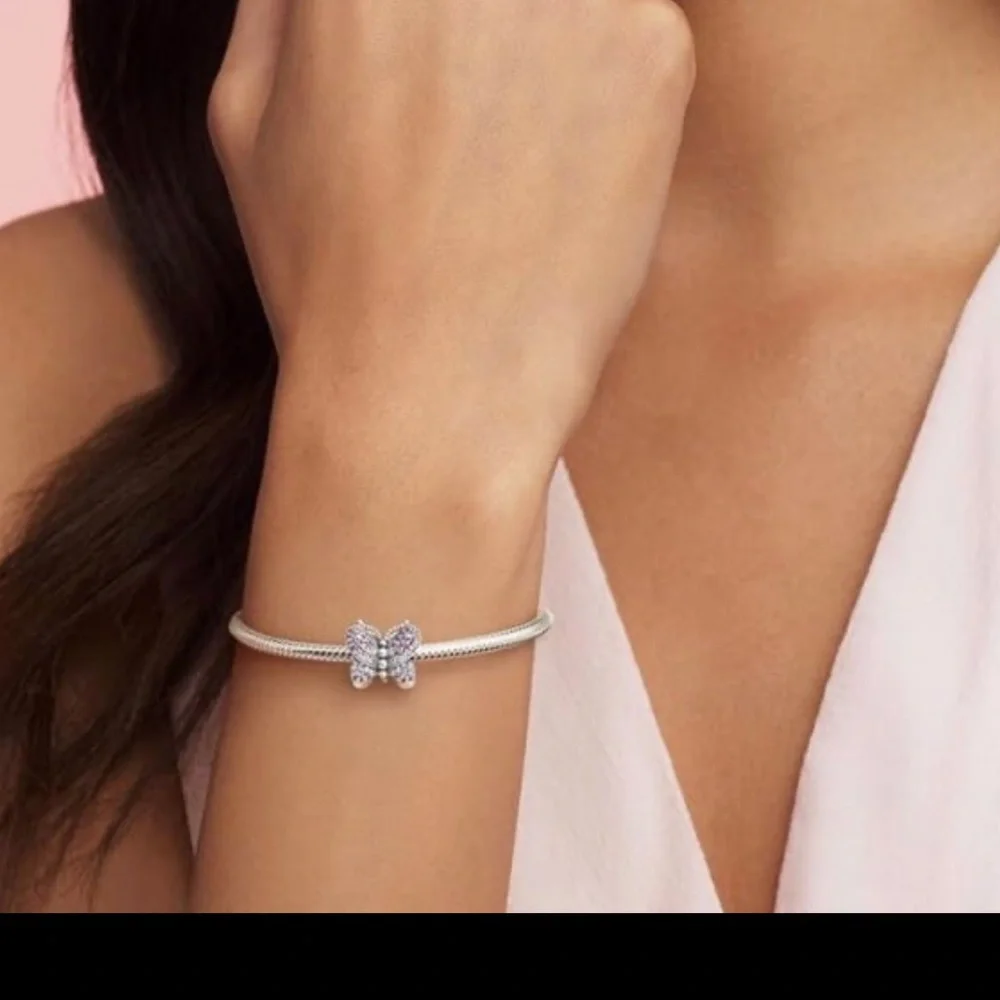 PANDORA Dazzling Pink Butterfly 925 Sterling Silver Charm - 797882NCCMX